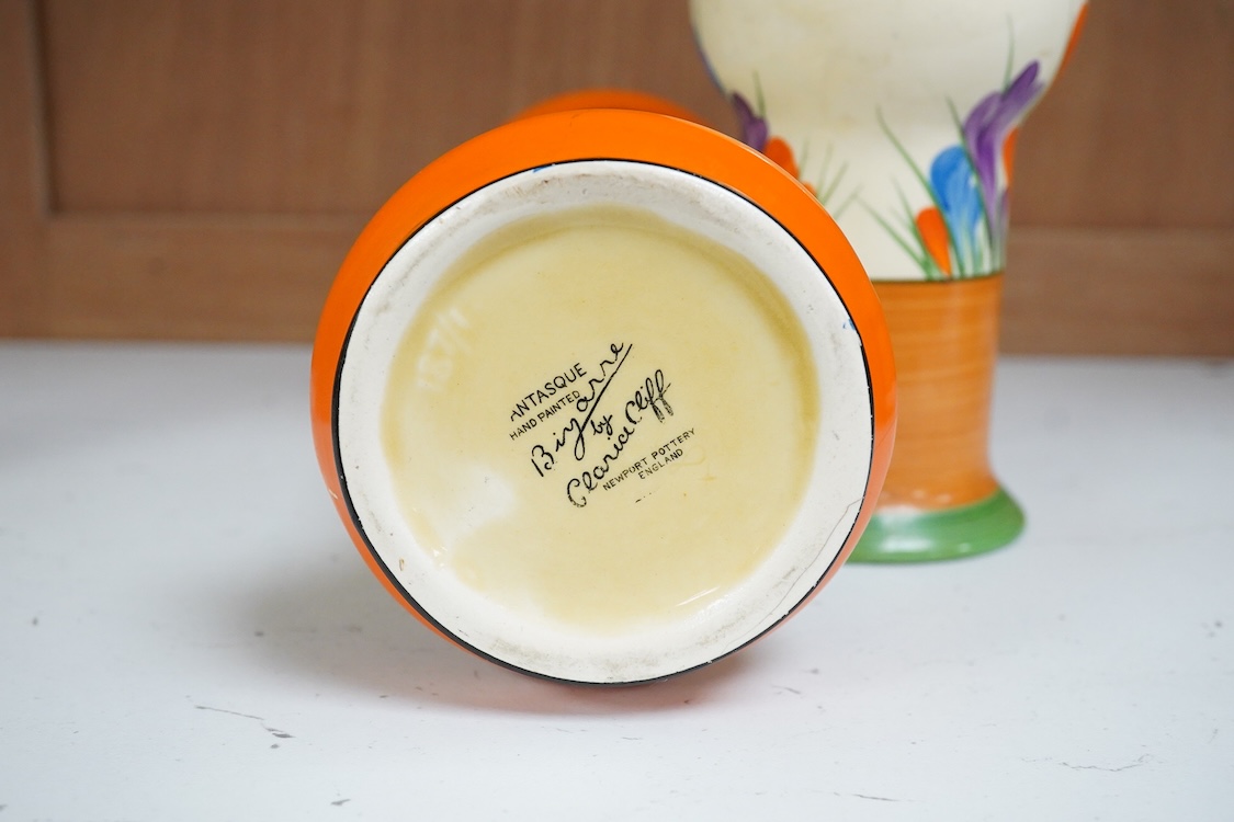 Two Clarice Cliff vases, Secrets and Crocus, Secrets 22cm